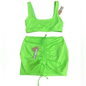 NWT Skims Tank Bikini Top sz Small SET 2 Pieces Ruched Mini Skirt Bottom XXS